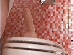 18yo blonde riding a dildo on the toilet