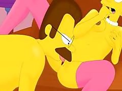 Undue Animated Cat With A Rough Slit Gets Screwed By Ned Flanders